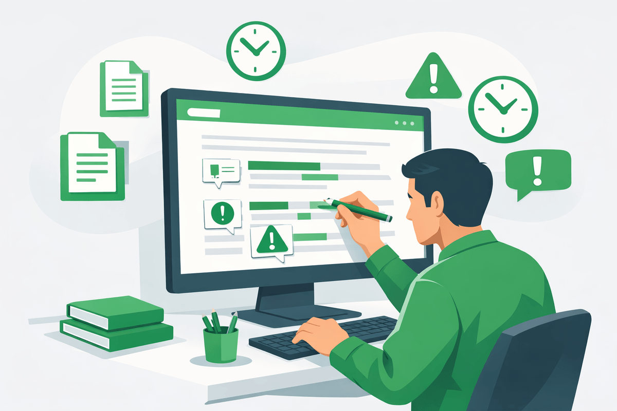 Illustration of a writer adding citations, dates, and limitations to optimize content for Claude AI citation