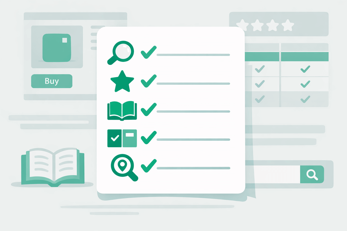 Checklist di specifiche prodotto, recensioni e guide per ottimizzare le pagine prodotto GEO per e-commerce