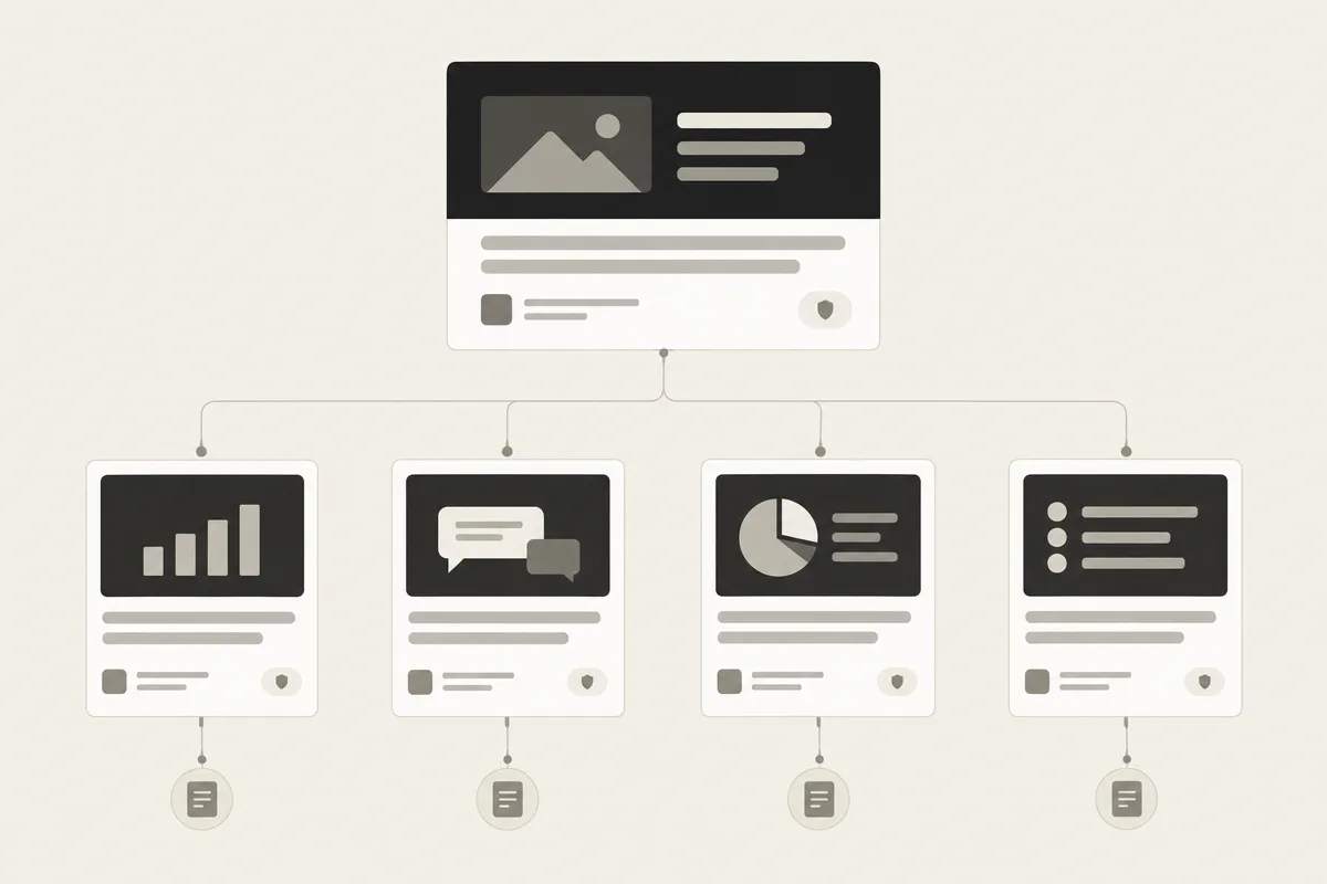 Wordless page structure with an answer capsule and query fan-out sections